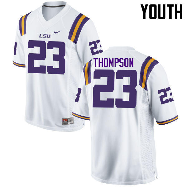 Youth LSU Tigers #23 Corey Thompson College Football Jerseys Game-White